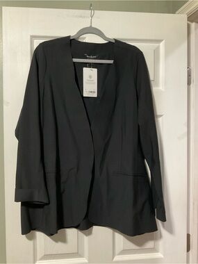 Athleta Black Open-Front Relaxed Blazer